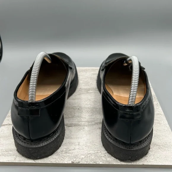Women’s Black Leather Loafers, Size 8, Purified Brand, Eco Friendly From England - Picture 3 of 10